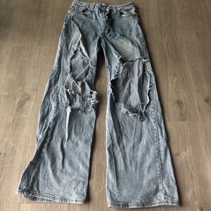 Distressed Blue Jeans
